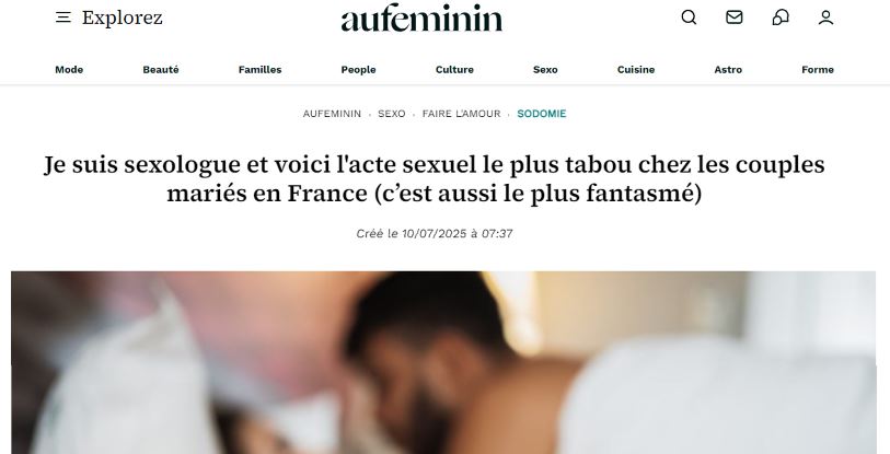 Je suis sexologue et voici l'acte sexuel le plus tabou chez les couples mariés en France (c’est aussi le plus fantasmé)